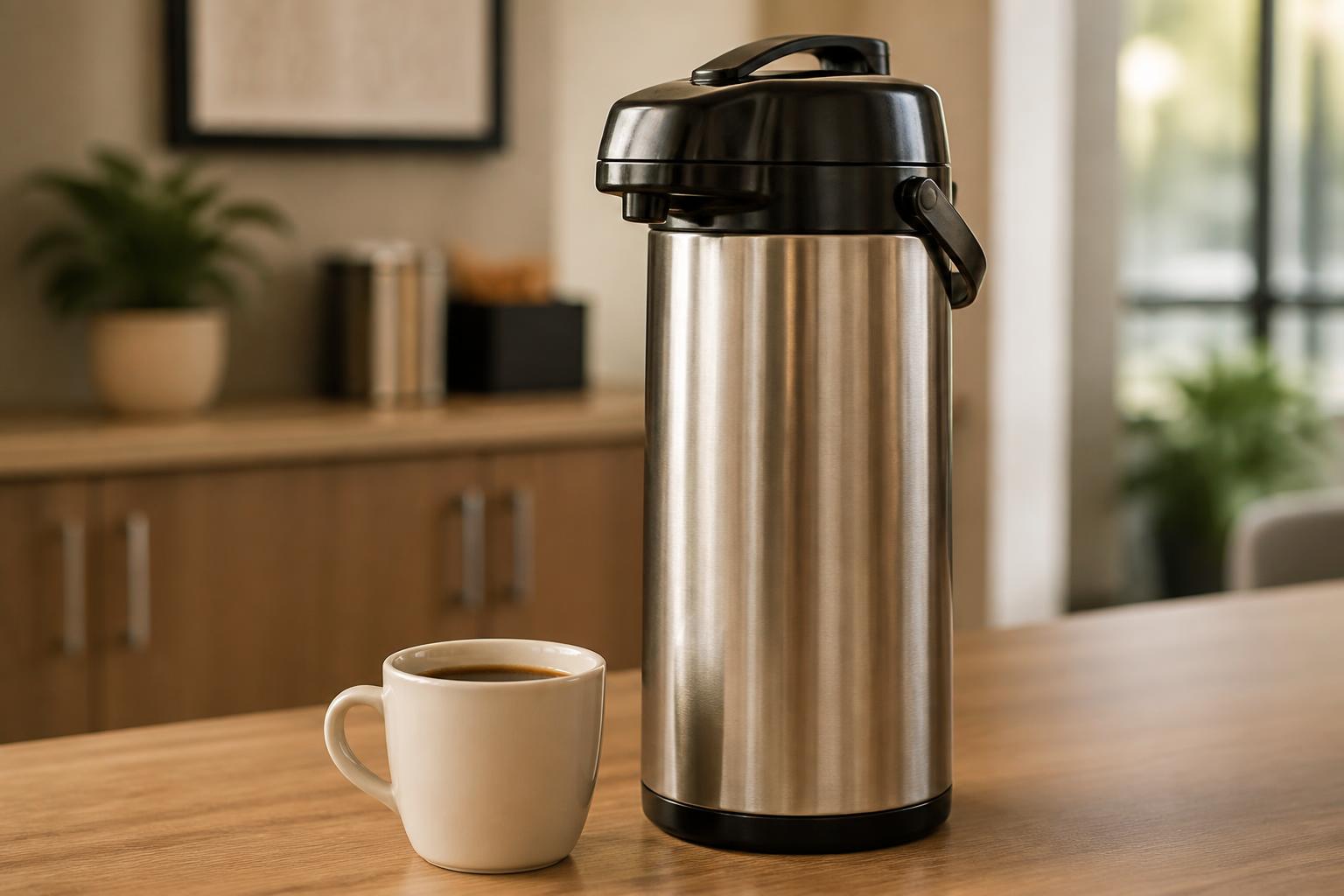 Airpot coffee dispenser for offices